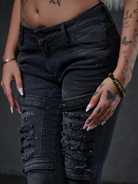 WD383 Women Skinny Jeans in a Cool Biker Look in a Skinny Fit