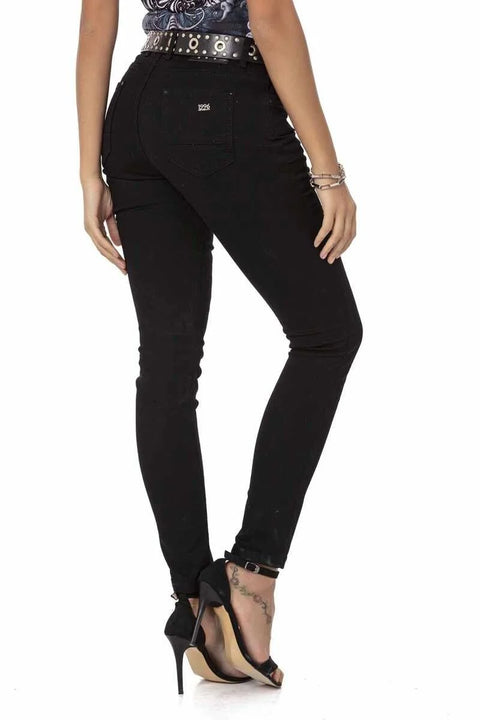 WD444 Women's Black Mom Jean Trousers