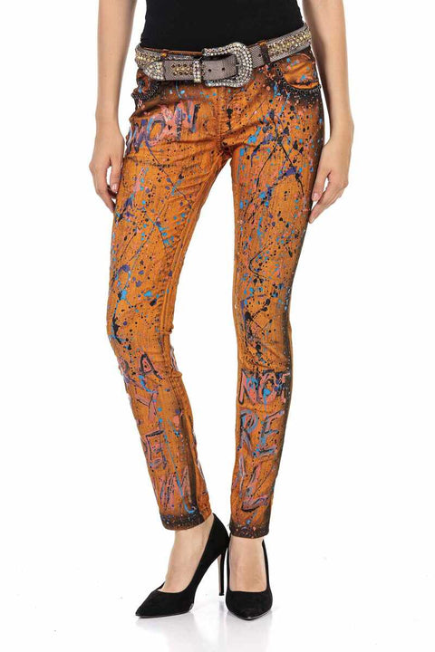 WD445 Orange Slim Fit Women's Jean Trousers