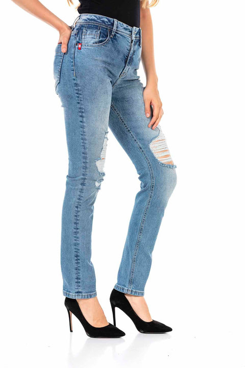 WD452 Women's Slim-Fit jeans with cool Destroyed Elements
