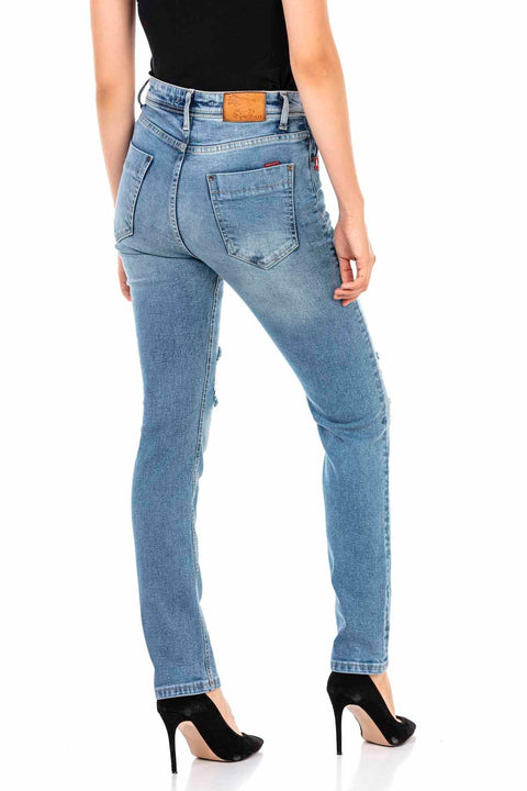 WD452 Women's Slim-Fit jeans with cool Destroyed Elements