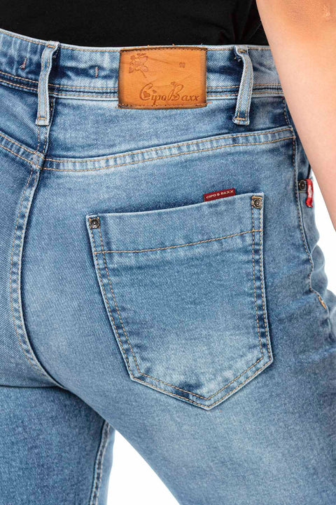 WD452 Women's Slim-Fit jeans with cool Destroyed Elements