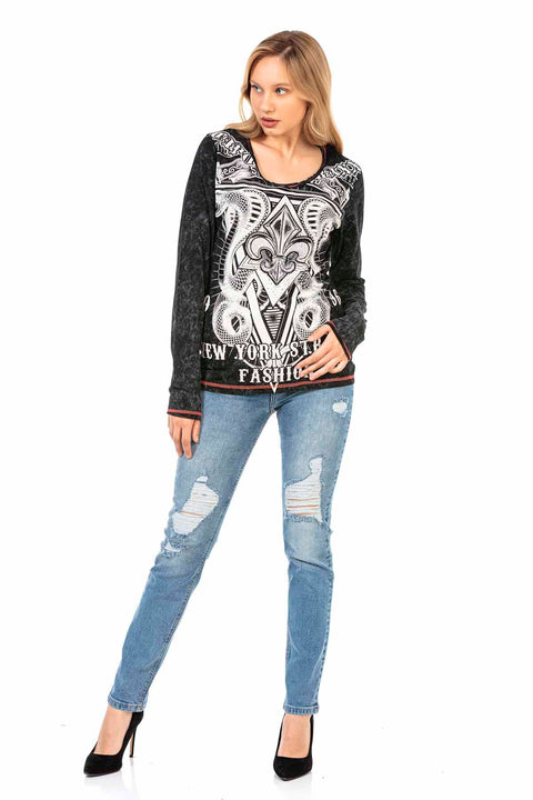 WD452 Women's Slim-Fit jeans with cool Destroyed Elements
