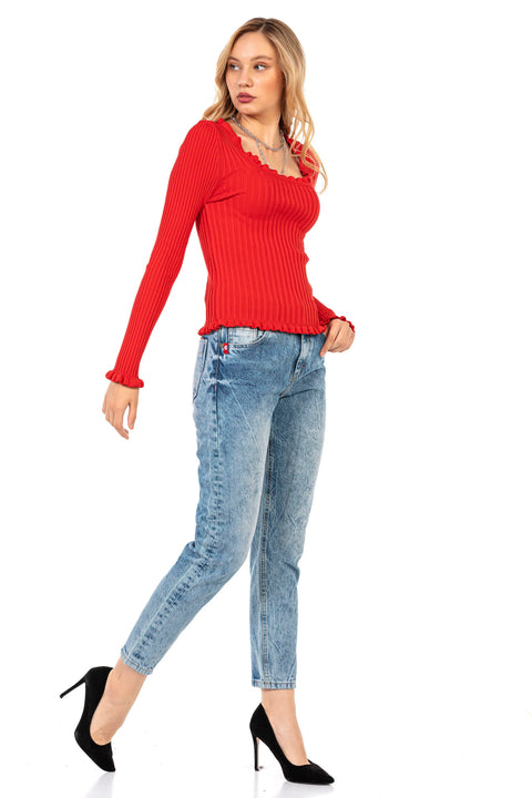WD454 High Waist Women's Jean Trousers