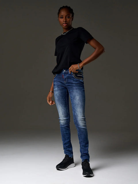 WD466 Women's Trousers with Stone Detail on Pockets
