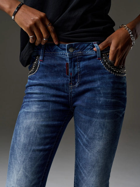 WD466 Women's Trousers with Stone Detail on Pockets