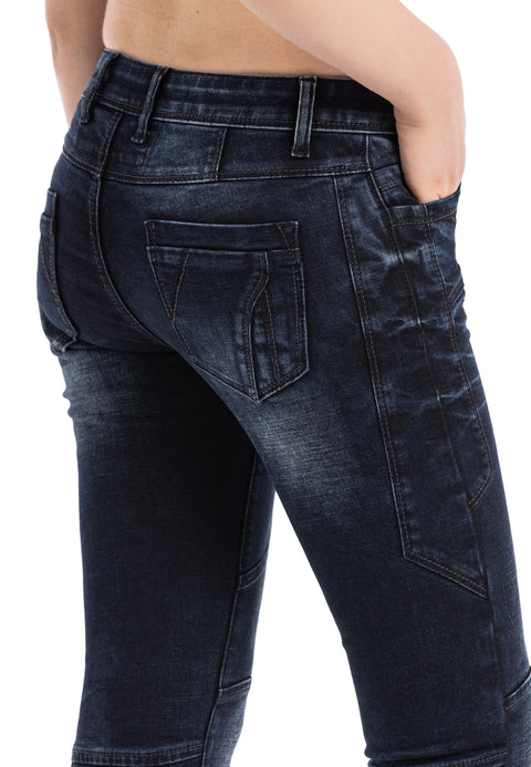 WD469 women Slim-Fit jeans with striking decorative stitching