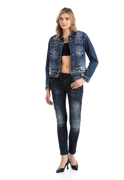 WD469 women Slim-Fit jeans with striking decorative stitching