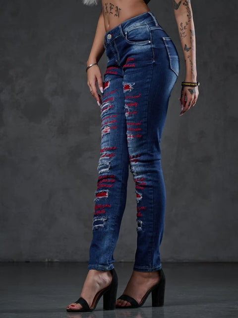 WD478 Embroidered Women's Jeans