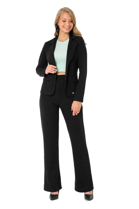 WD488 women fabric trousers with exhibited leg