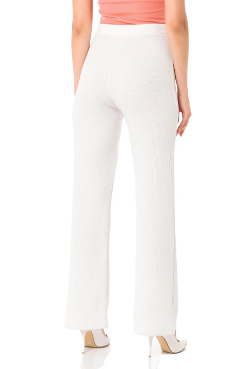 WD488 women fabric trousers with exhibited leg