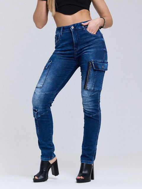 WD531 Basic Women's Jean Trousers with Cargo Pocket