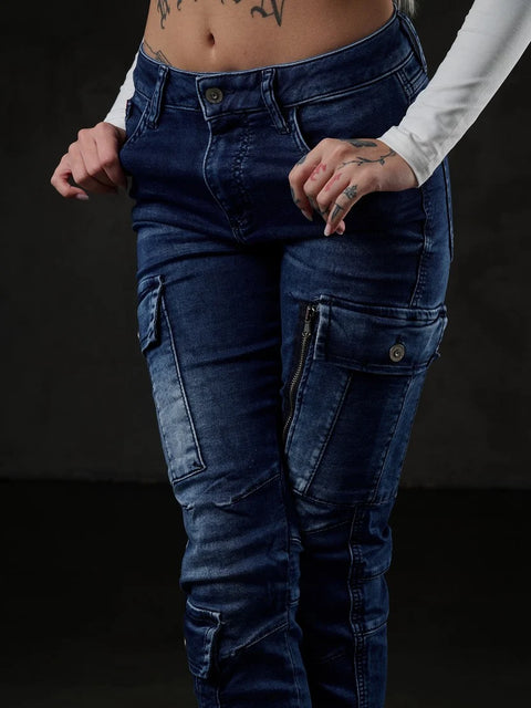 WD531 Basic Women's Jean Trousers with Cargo Pocket