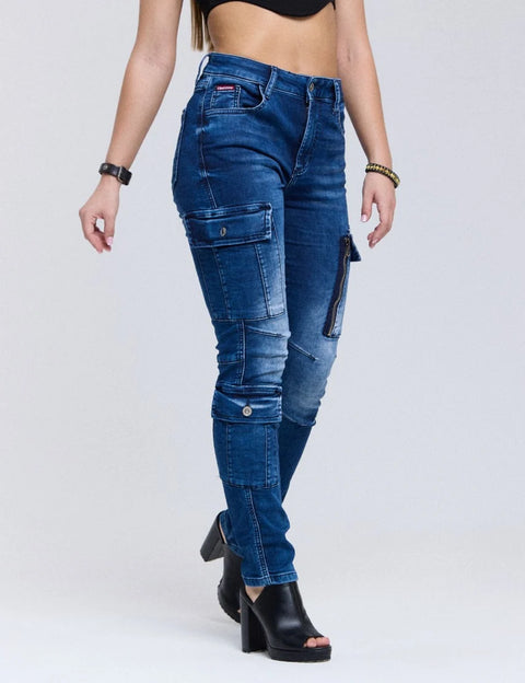 WD531 Basic Women's Jean Trousers with Cargo Pocket