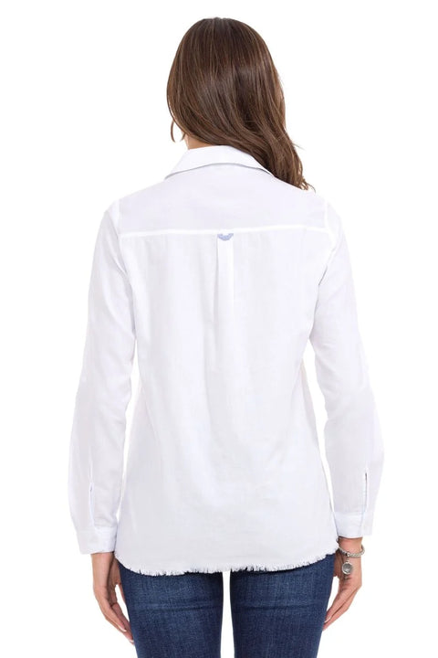 WH124 Ripped Detailed Linen Women's Shirt