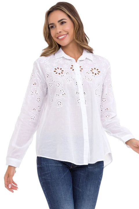 WH131 Floral Detailed Women's Shirt