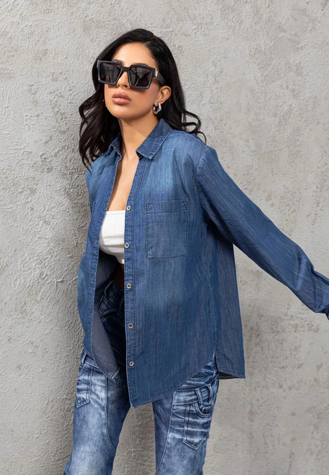 WH134 Basic Women's Blue Shirt