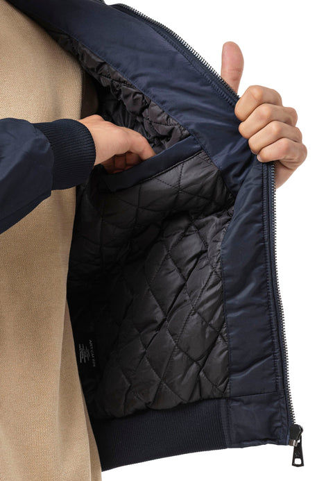 CM229 Men Winter bomber jacket – Warmly lined with fur hood & distinctive patch details