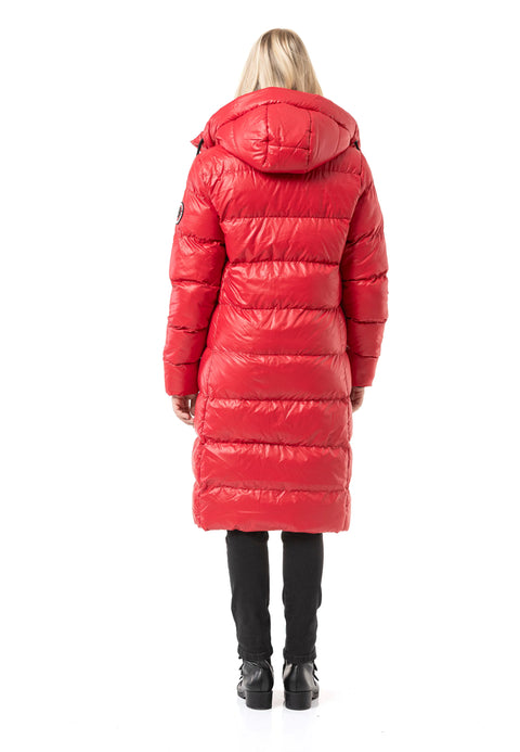 WM143 Women quilted coat in black with hood