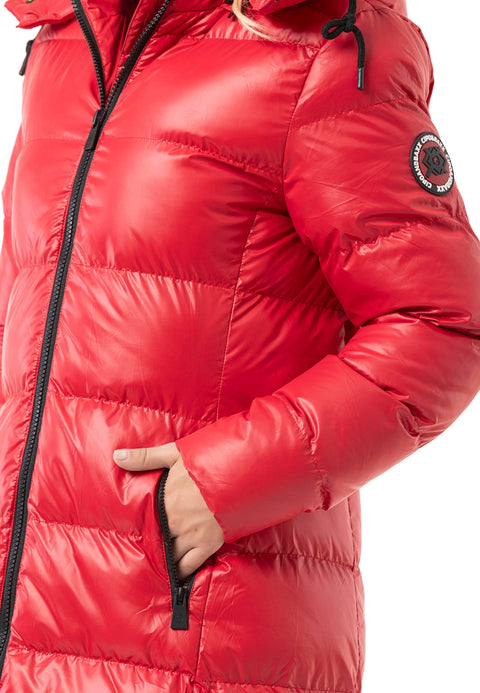 WM143 Women quilted coat in black with hood