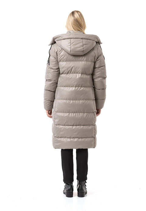 WM143 Women quilted coat in black with hood