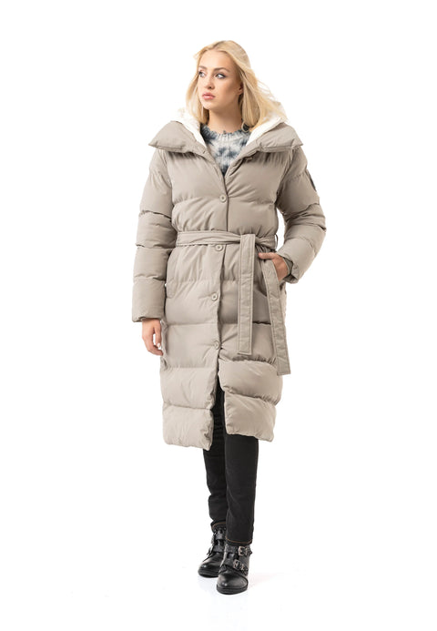 WM145 Women Winter Coat with Belt and Hood