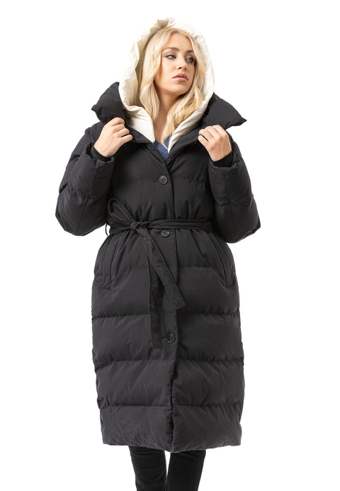 WM145 Women Winter Coat with Belt and Hood