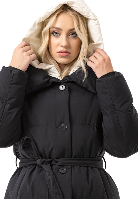 WM145 Women Winter Coat with Belt and Hood