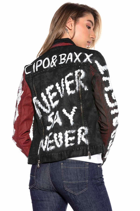 WJ172 Women's Denim jacket with a Colorful Pattern