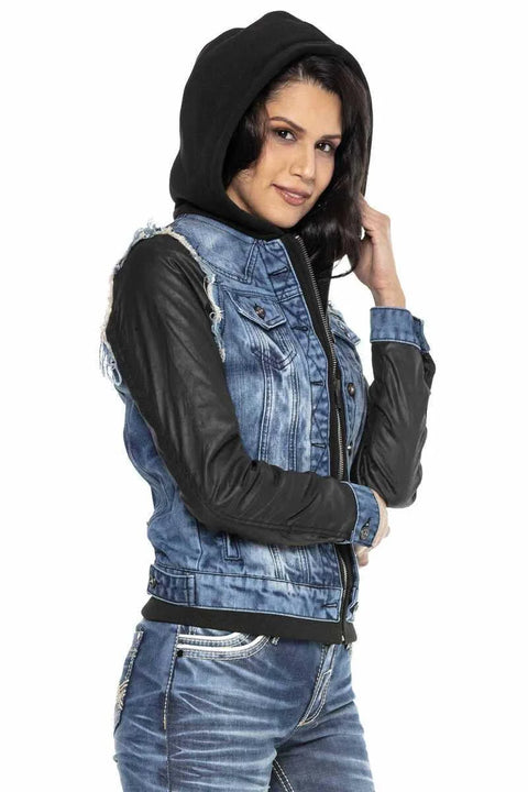 WJ184 Women Jeans Jacket in a trendy 2in1 design