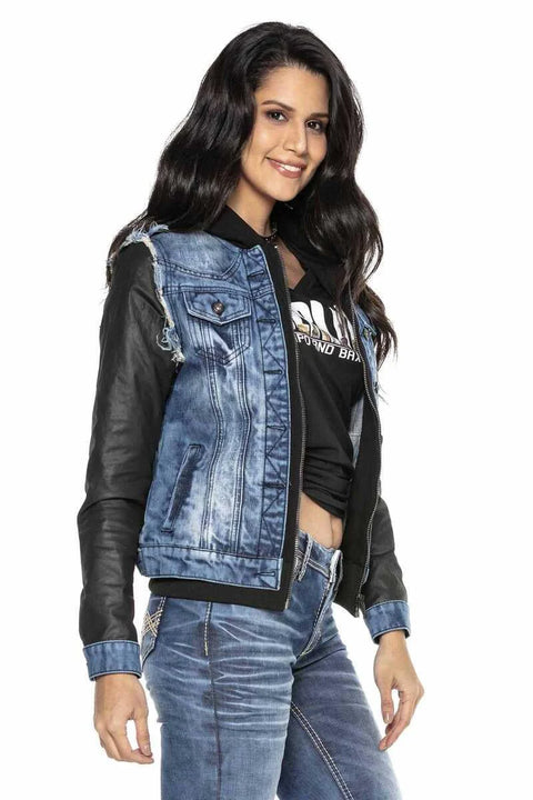 WJ184 Women Jeans Jacket in a trendy 2in1 design