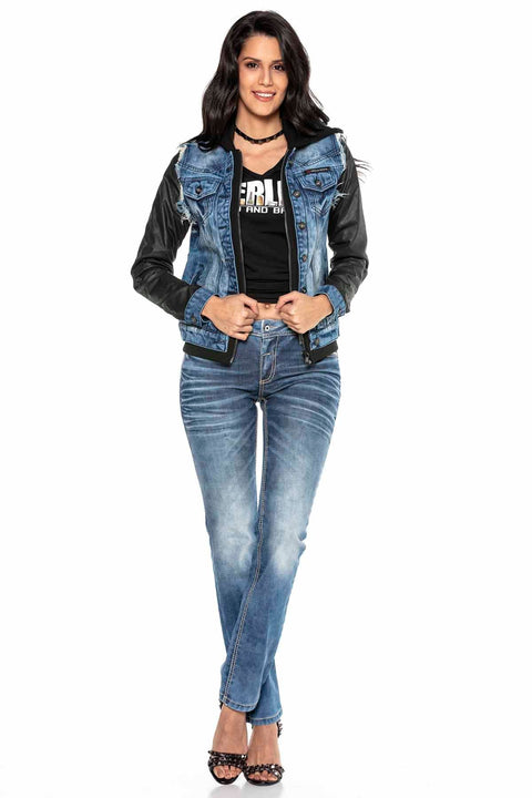 WJ184 Women Jeans Jacket in a trendy 2in1 design