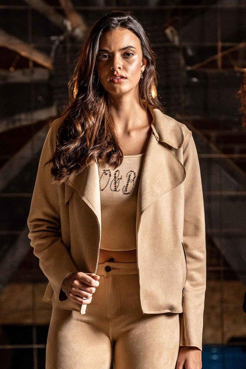WJ202 Suede Sand Color Sports Jacket