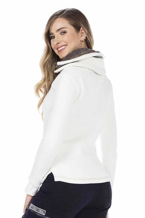Women's Double Layer Collared Basic Sweatshirt with Pockets