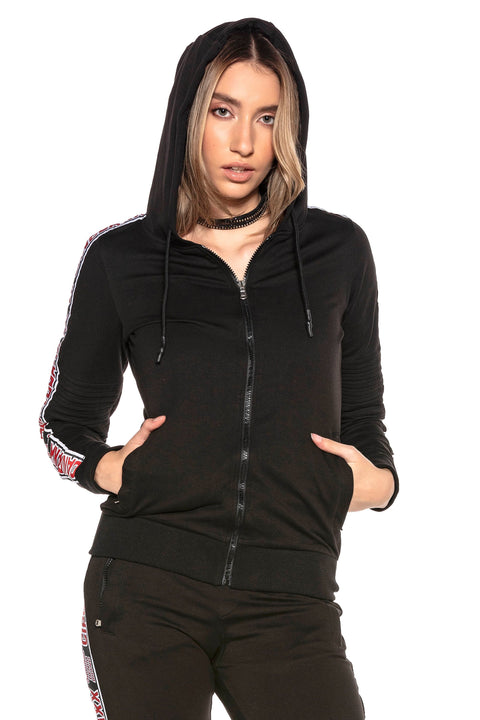 WL211 Hooded Zippered Striped Sports Tracksuit