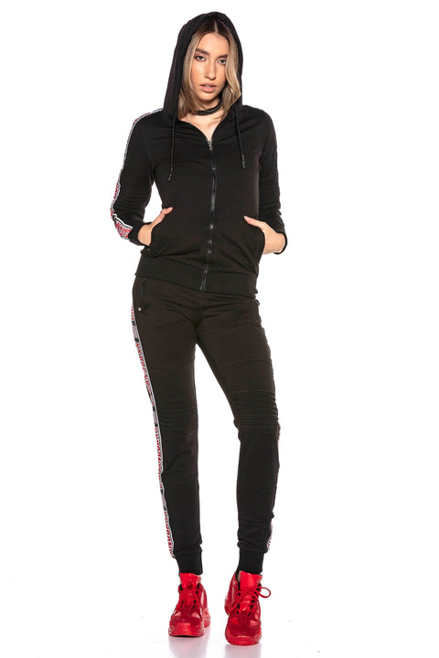 WL211 Hooded Zippered Striped Sports Tracksuit