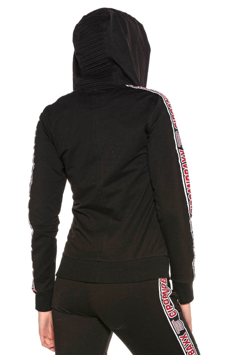 WL211 Hooded Zippered Striped Sports Tracksuit