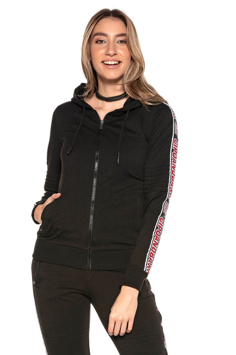WL211 Hooded Zippered Striped Sports Tracksuit