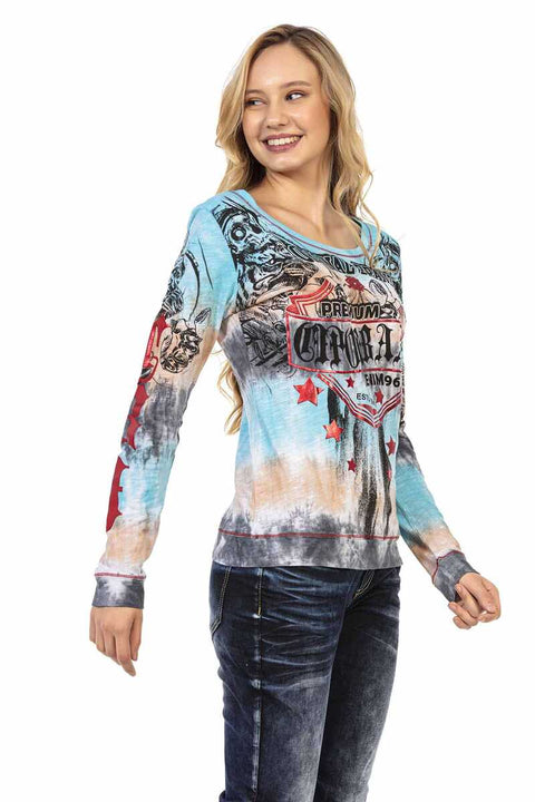 WL295 O Neck Patterned Sweatshirt