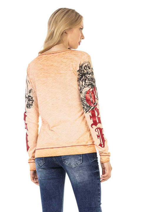 WL295 O Neck Patterned Sweatshirt