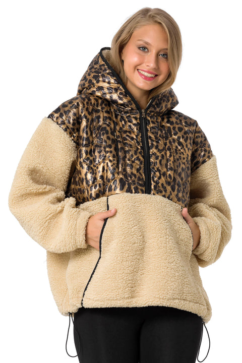 WL333 women hooded sweatshirt with a shiny quilting element