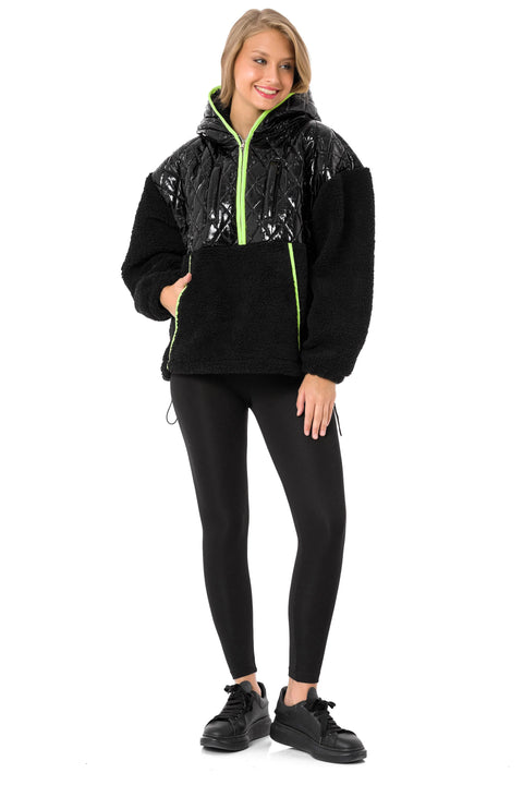 WL333 women hooded sweatshirt with a shiny quilting element