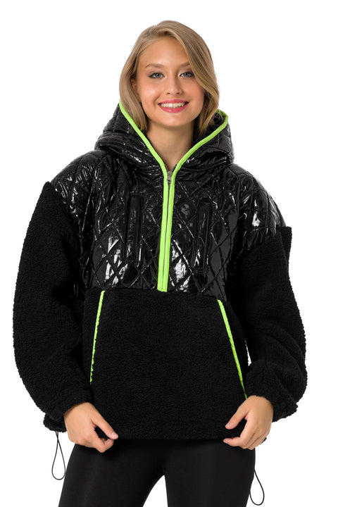 WL333 women hooded sweatshirt with a shiny quilting element