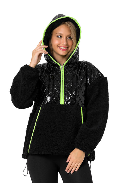 WL333 women hooded sweatshirt with a shiny quilting element