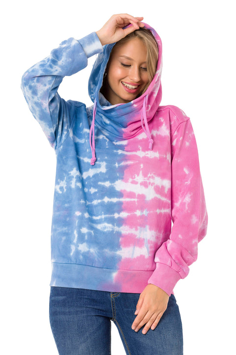 WL341 Hooded Blue and Pink Sweatshirt