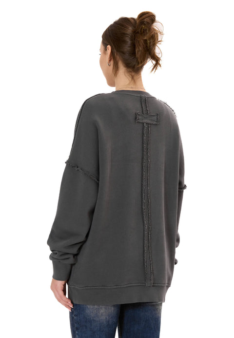 WL371 Women Oversize Sweatshirt – Loose cut Sweater with textured pattern & seam details | Stylish streetwear for everyday & leisure