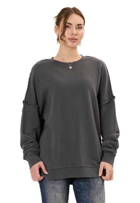 WL371 Women Oversize Sweatshirt – Loose cut Sweater with textured pattern & seam details | Stylish streetwear for everyday & leisure