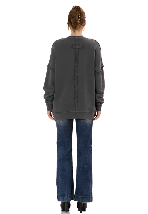 WL371 Women Oversize Sweatshirt – Loose cut Sweater with textured pattern & seam details | Stylish streetwear for everyday & leisure