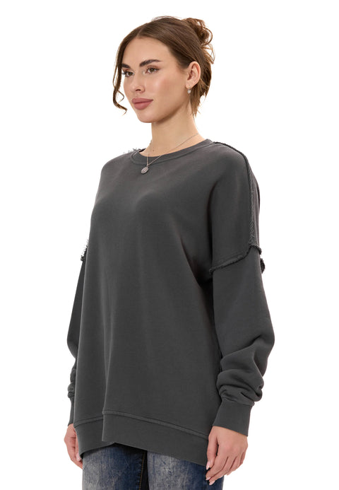 WL371 Women Oversize Sweatshirt – Loose cut Sweater with textured pattern & seam details | Stylish streetwear for everyday & leisure