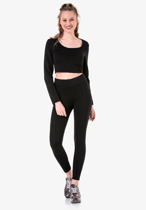 WLR142 Textured Body Tights Sports Set